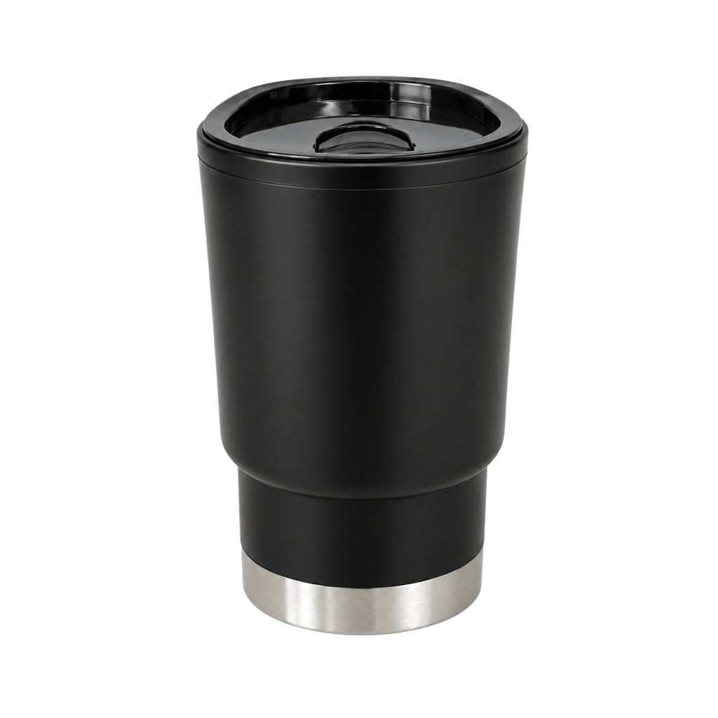 VASO, PLÁSTICO, NEGRO, 380 ml, Basic 6.5*8*13cm  base de acero