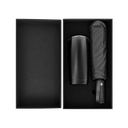SET EJECUTIVO, ACERO INOXIDABLE, NEGRO, 600 ml, 2 pcs: vaso doble pared Quad y sombrilla automática