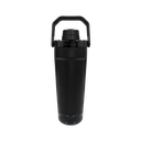 SHAKER, ACERO INOXIDABLE, NEGRO, 600 ml, doble pared 26.3*7.4*6.4cm con compartimiento inferior para proteina, leche en polvo u otros y tapón tipo rosca