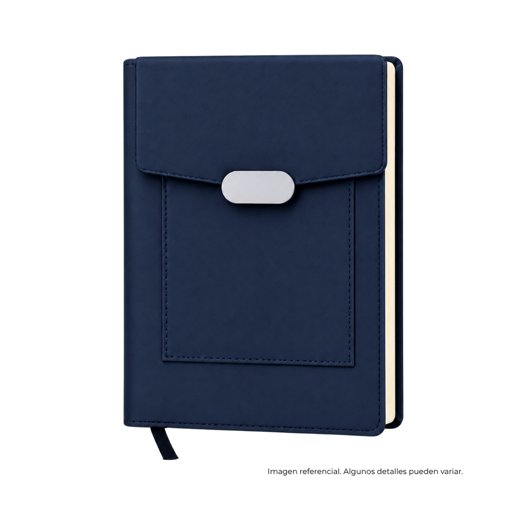 LIBRETA, PU, AZUL OSCURO, 14,8 x 21 cm, Holder con cierre magnético