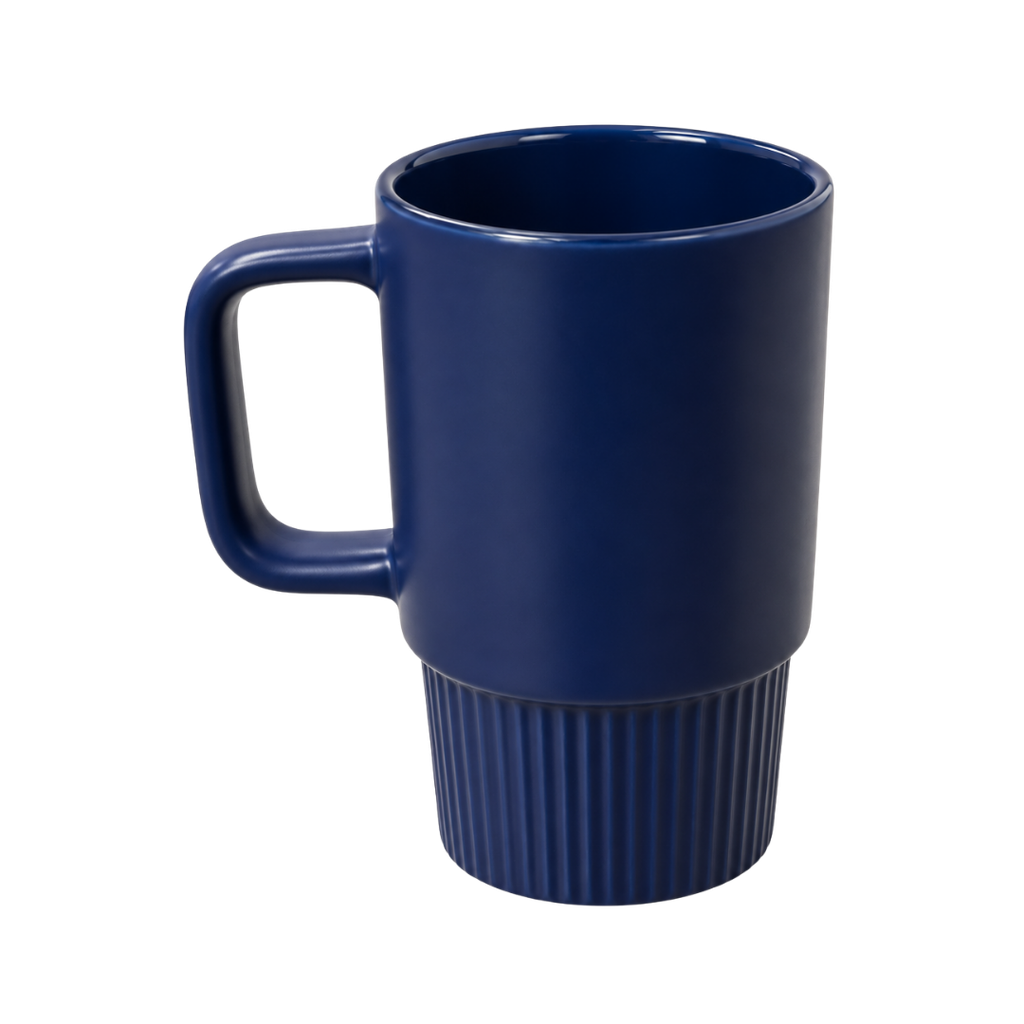 TAZA, CERÁMICA, AZUL MARINO, 16 oz, para carro  , sin tapa, sin recubrimiento, acabado mate.