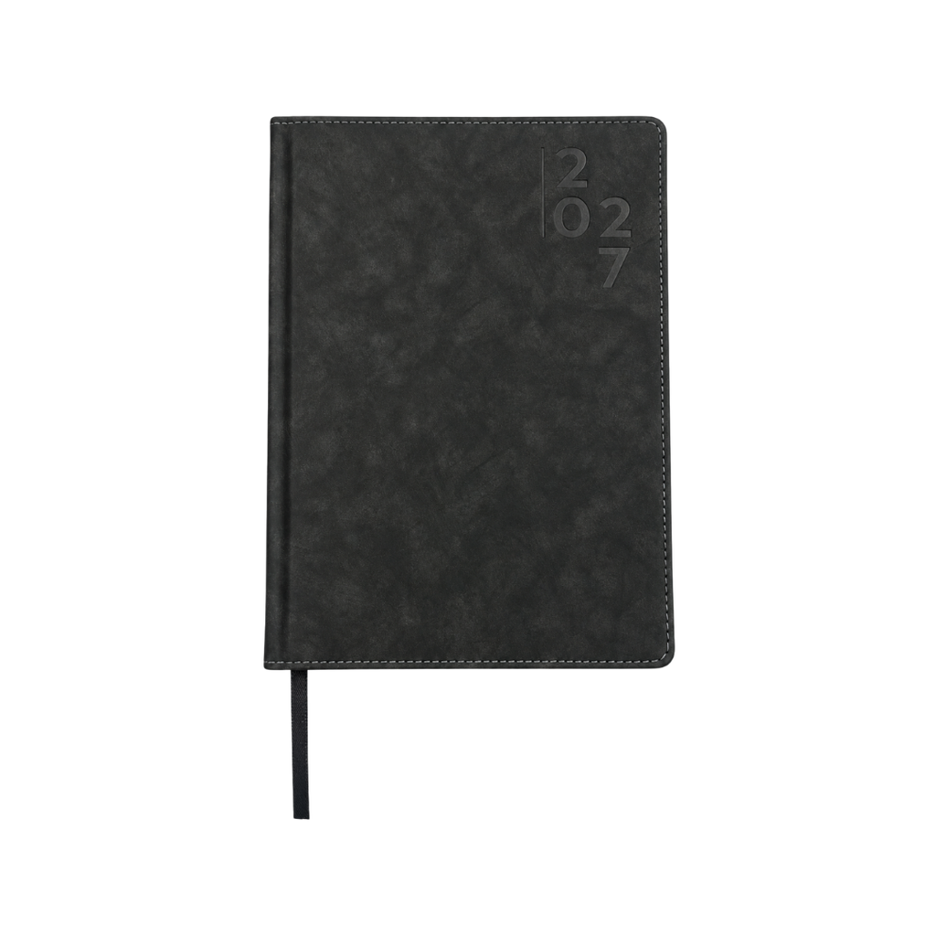 AGENDAS, PU, NEGRO, 16,8*23,5 cm, Ejecutiva Byside 2027  con orilla dorada