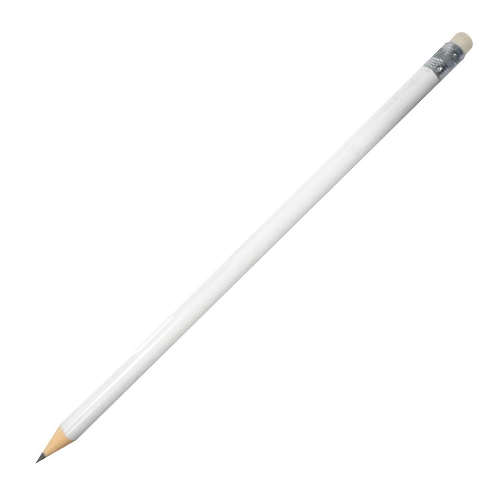 lapiz, madera, blanco, 19 centimetros, con borrador