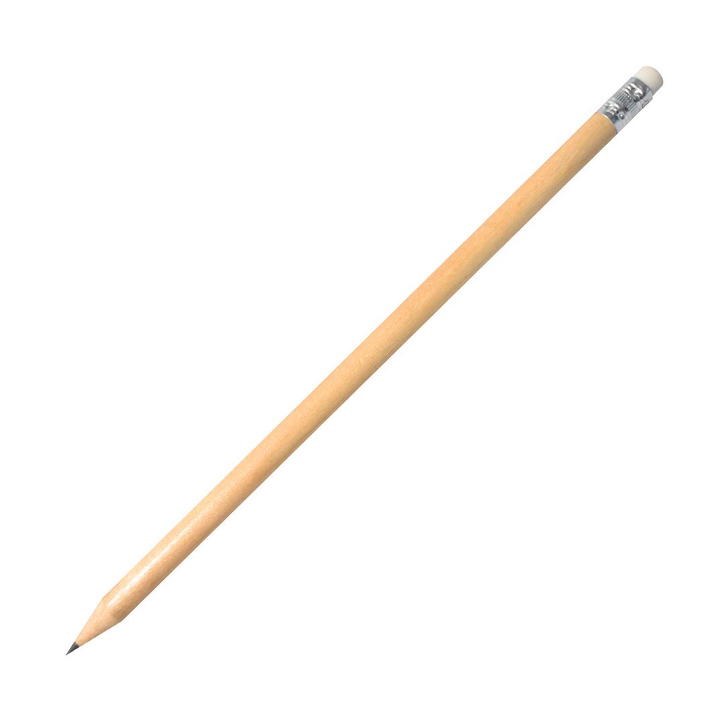 lapiz, madera, color natural, 19 centimetros, con borrador
