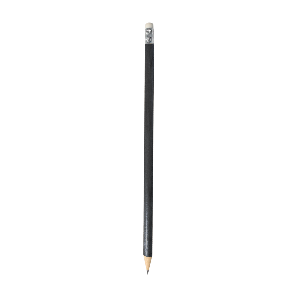 lapiz, madera, negro, 19 centimetros, redondo con borrador
