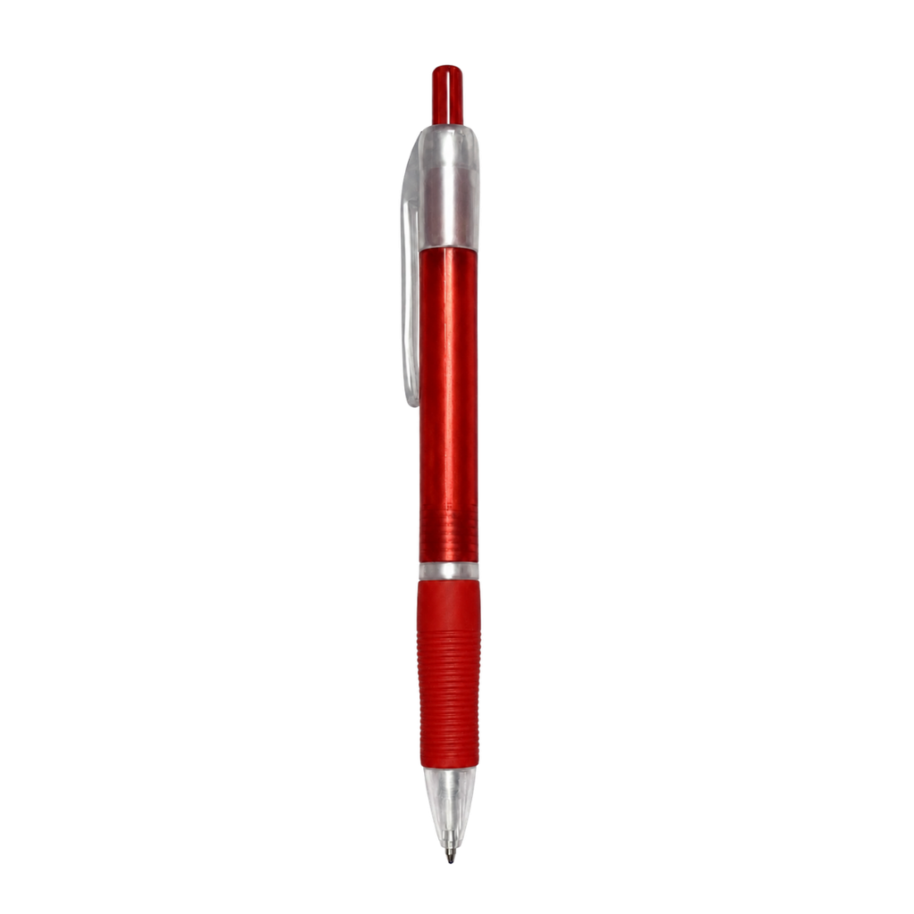 lapiceros, plástico, rojo, 14.5 centimetros, translúcido con goma antideslizante