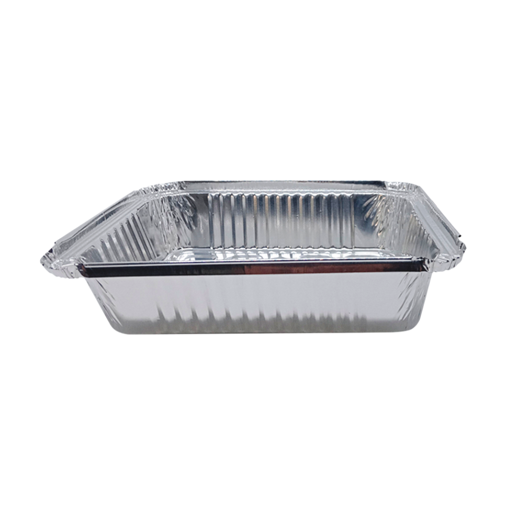 recipiente, aluminio, plateado, 21*14.5*4.2 centimetros, rectangular con tapa