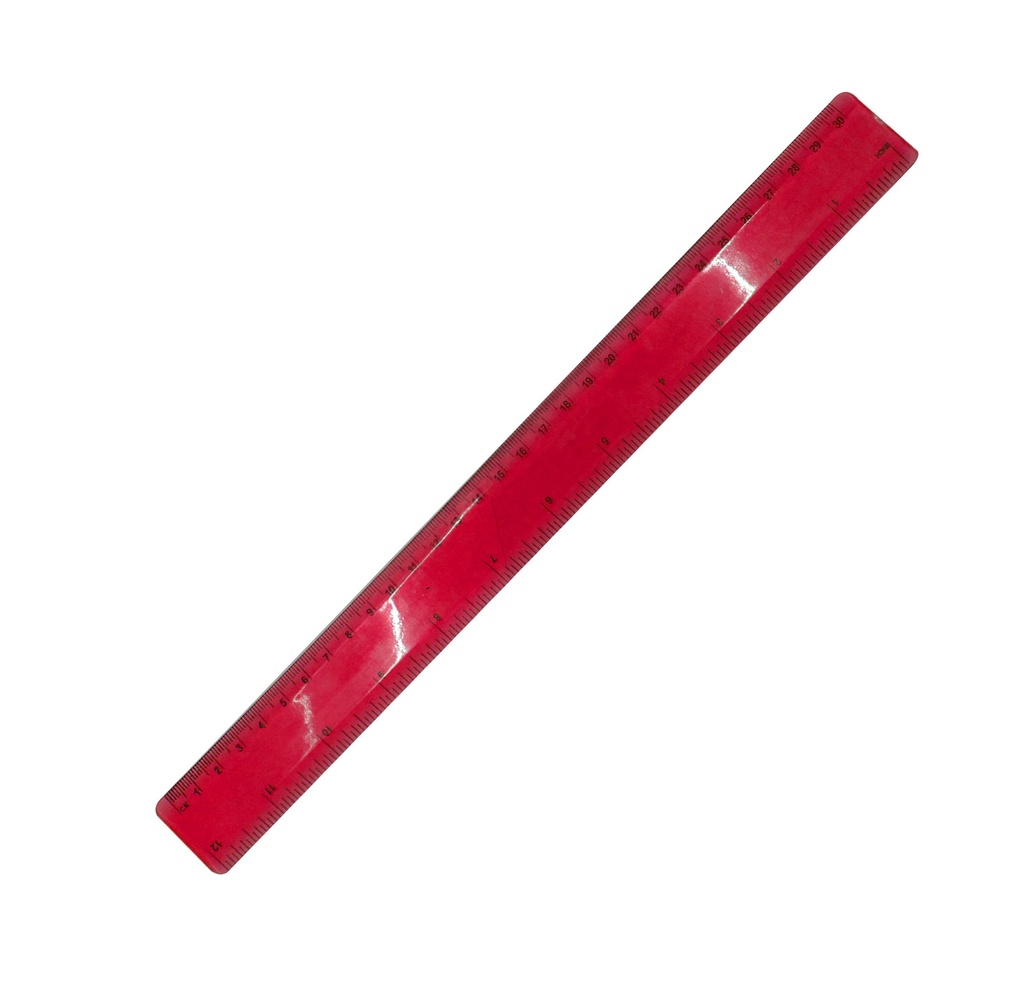 regla, plástico, rojo, 30 centimetros, flexible,