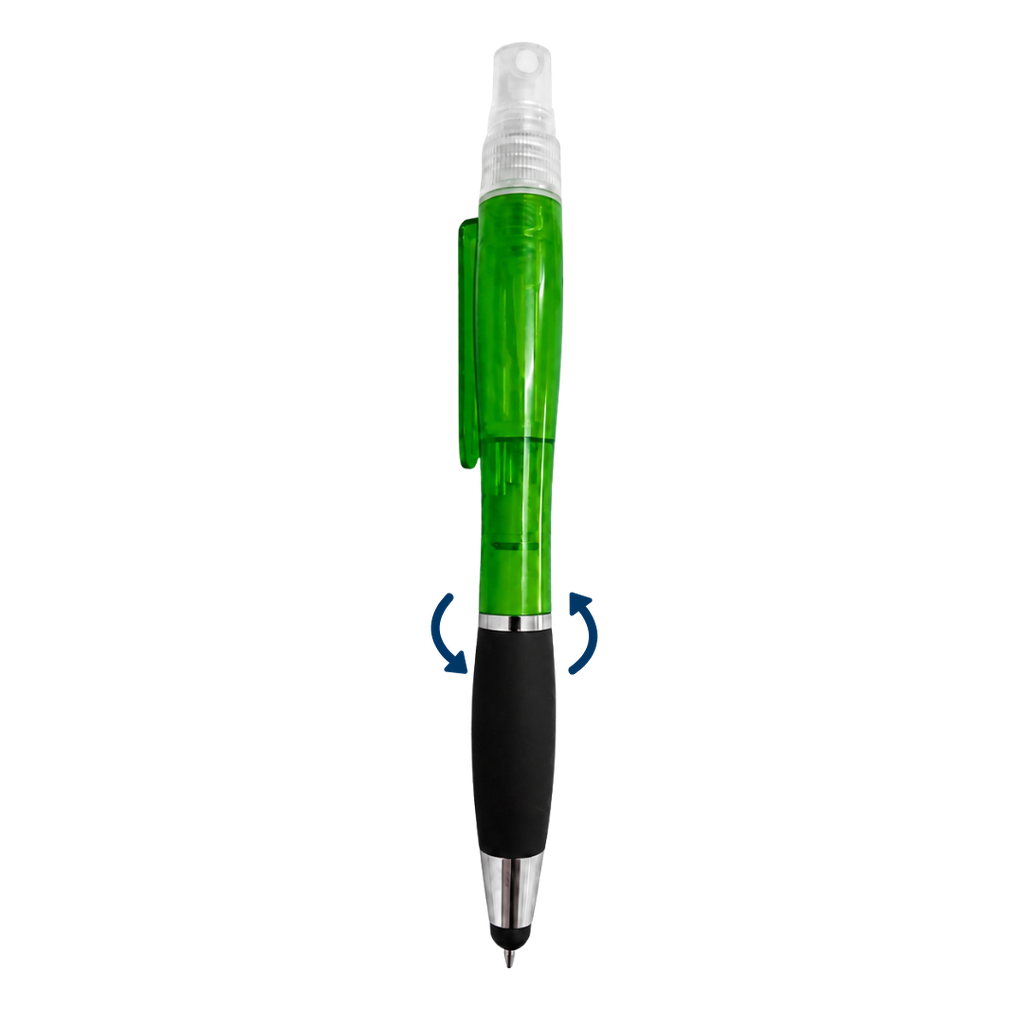 lapiceros, plástico, verde, atom con spray , touch y goma antideslizante