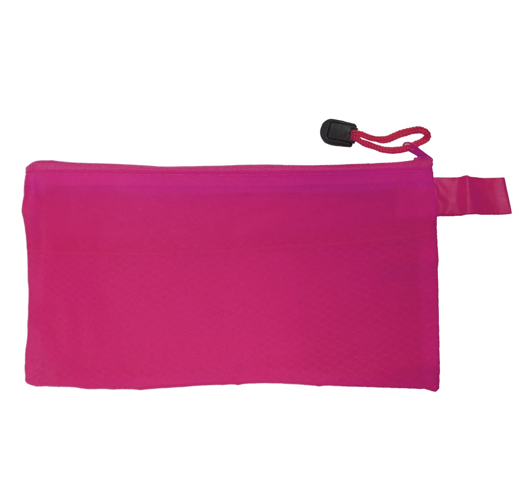 estuche, pvc, fucsia, 23.5*12 centimetros, con malla interna