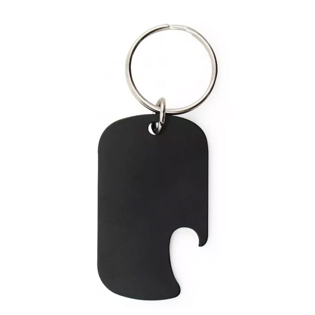 destapador, aleación de metal, negro, 5*3*0.25cm centimetros, eros, plano con argolla
