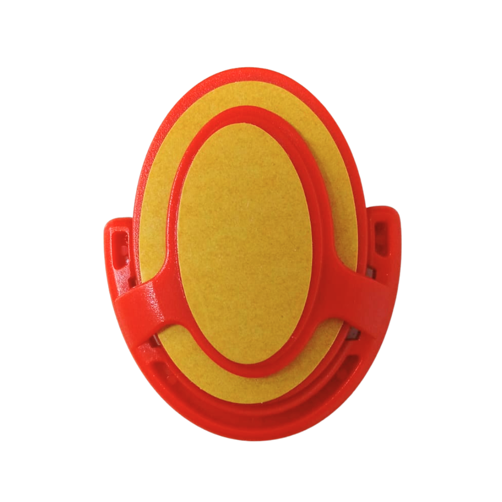 sujetador ovalado, plástico, rojo, para telefono , con rotacion 360 grados