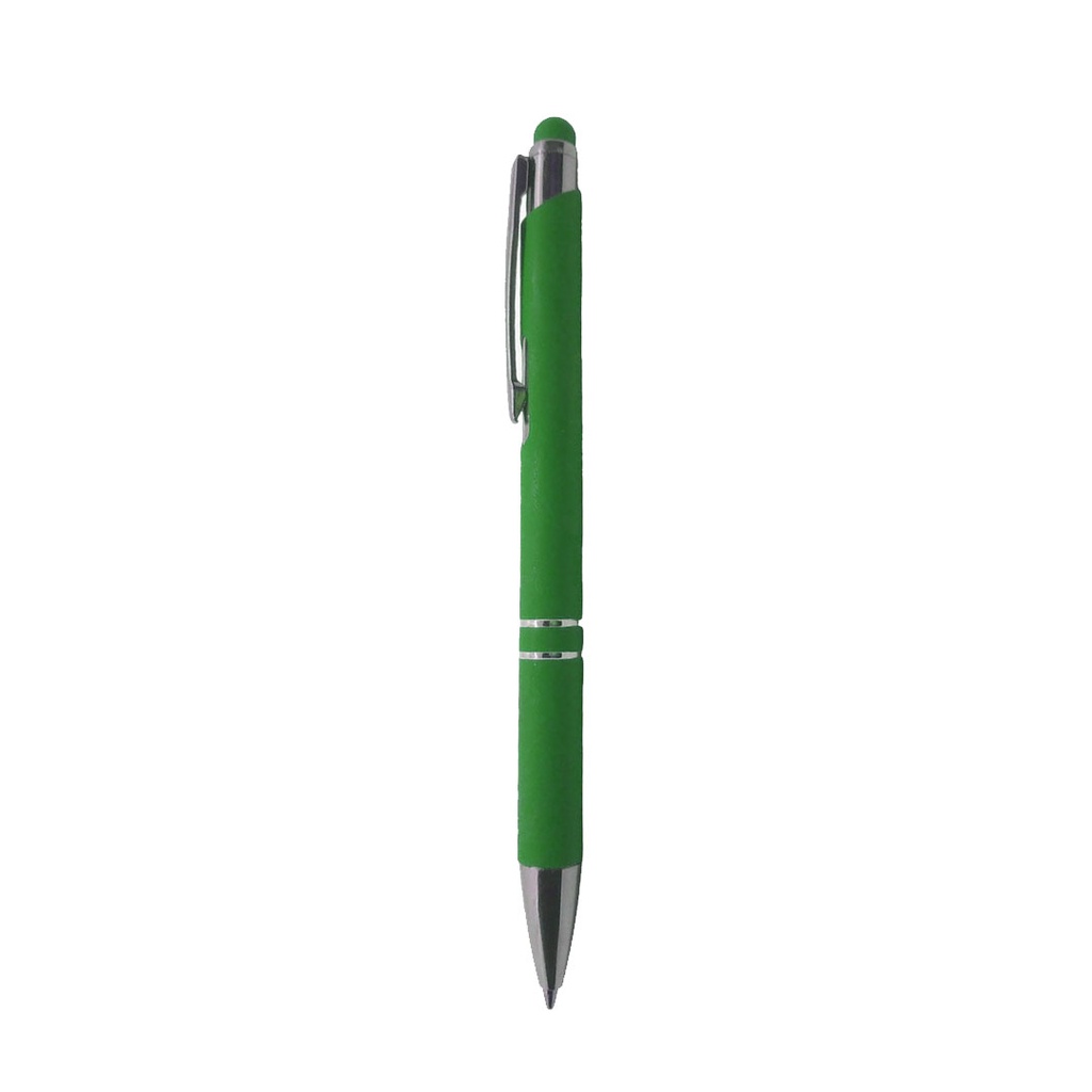 lapiceros, metal, verde, 14.5 centimetros, con recubierta de caucho  y touch