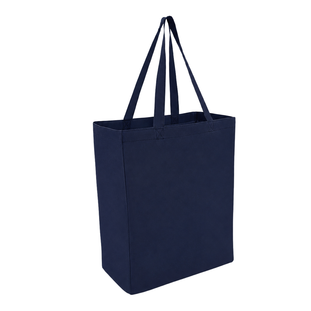 bolsa, tela ecológica, azul marino, 40*35*12 centimetros, con fuelle cosida