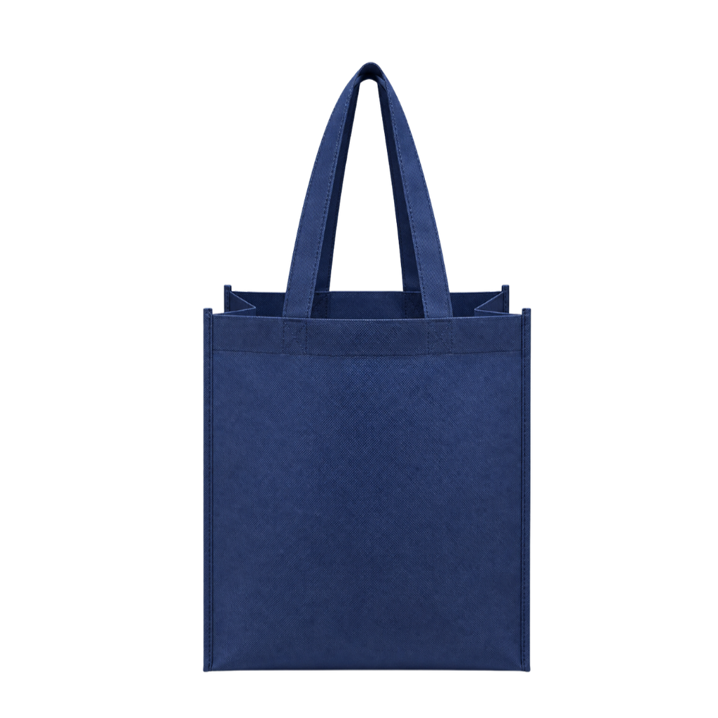 bolsa, tela ecológica, azul marino, 40*35*12 centimetros, con fuelle cosida