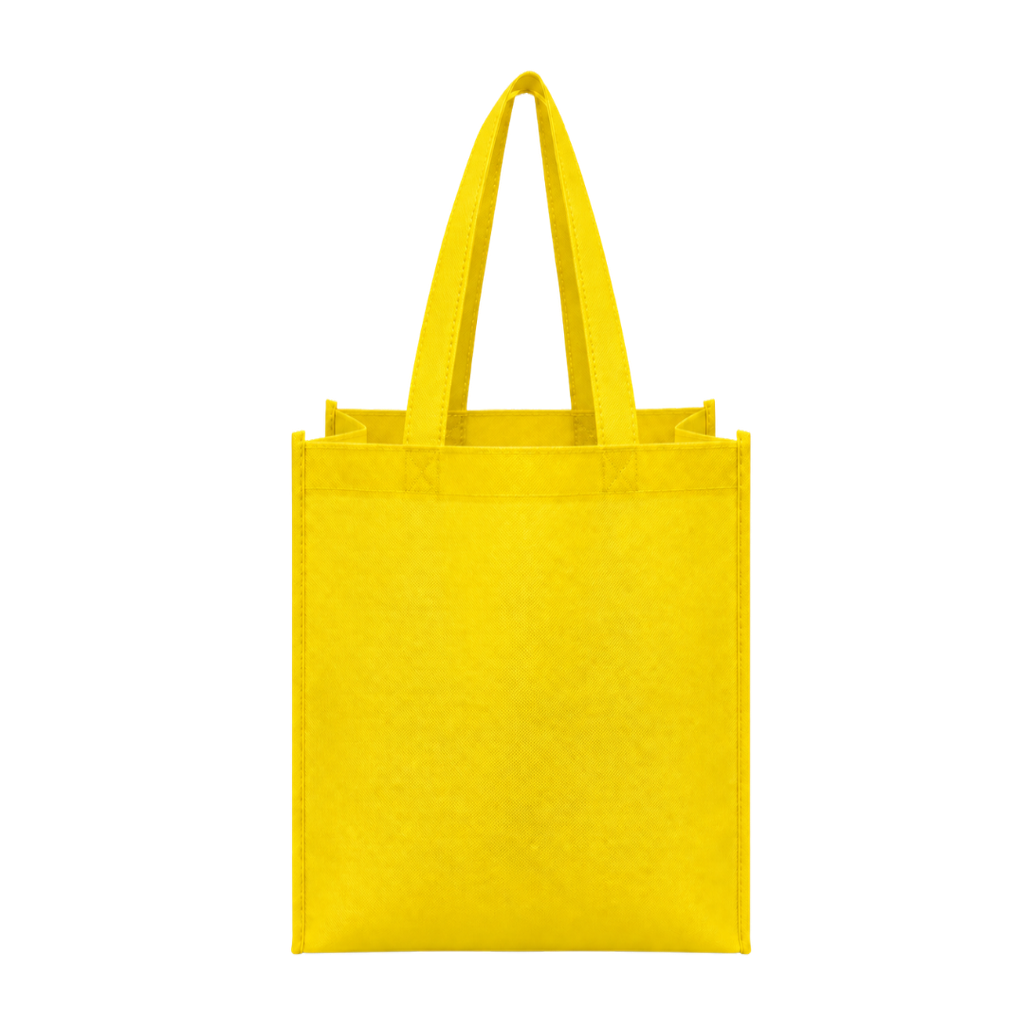 bolsa, tela ecológica, amarillo, 40*35*12 centimetros, con fuelle cosida