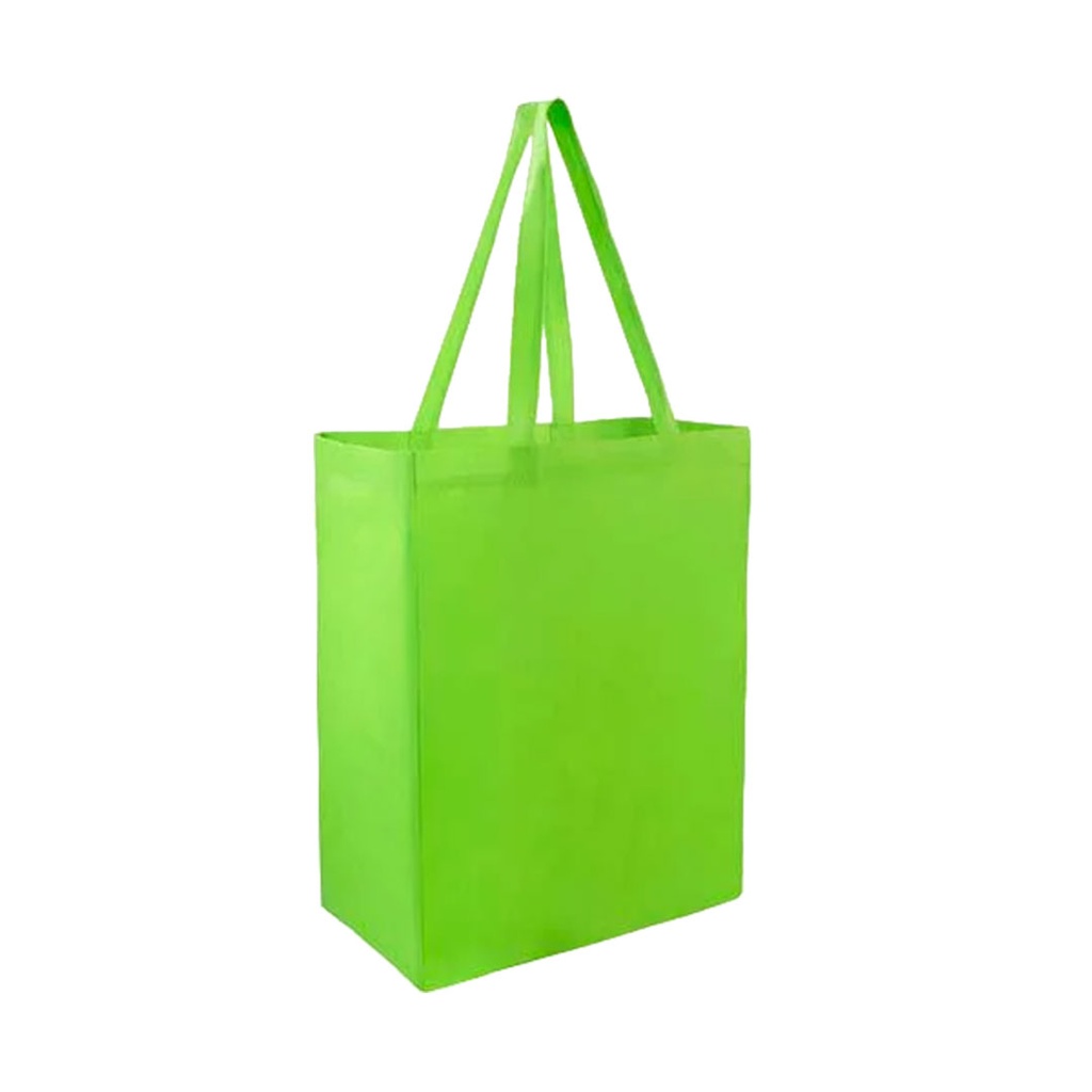 bolsa, tela ecológica, verde claro, 40*35*12 centimetros, con fuelle cosida