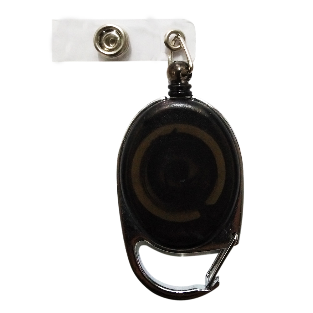 porta gafete, plástico, negro, 6*3.4 centimetros, con arnés