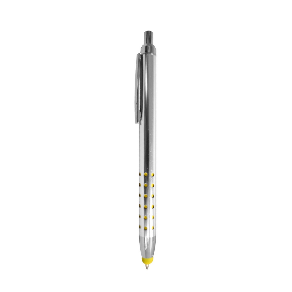 lapiceros, imitacion metal, amarillo, 14 centimetros, con diseño de puntos,