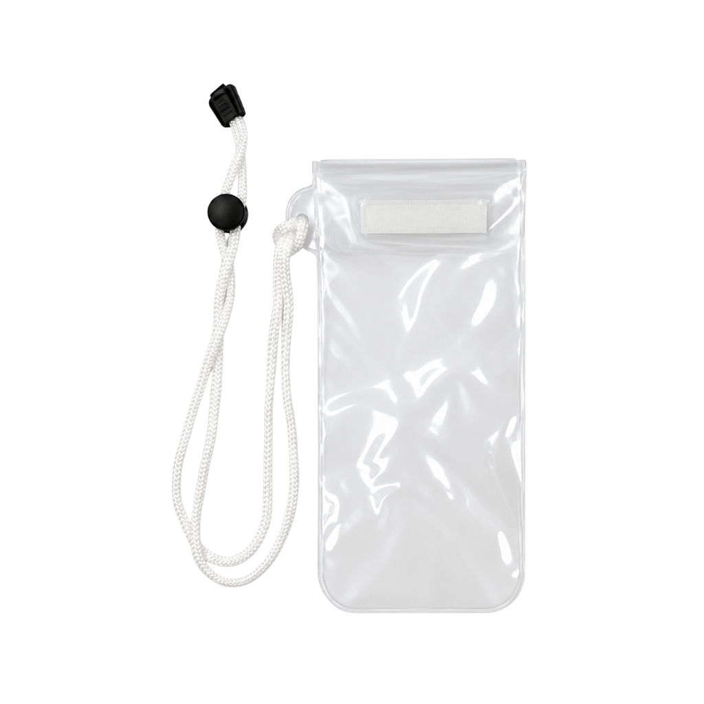 bolsa, tela impermeable, blanco, para celular , documentos sello zipioc y velcro