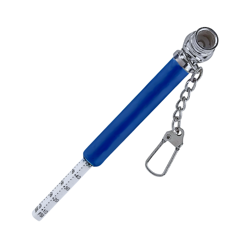 calibrador, aluminio, azul reflex, 8.3x1 cm, para llantas, cabeza plástica