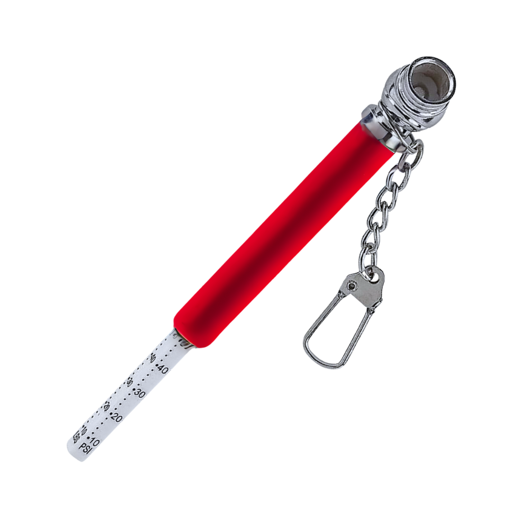 calibrador, aluminio, rojo, 8.3*1 cm, para llantas, cabeza plástica