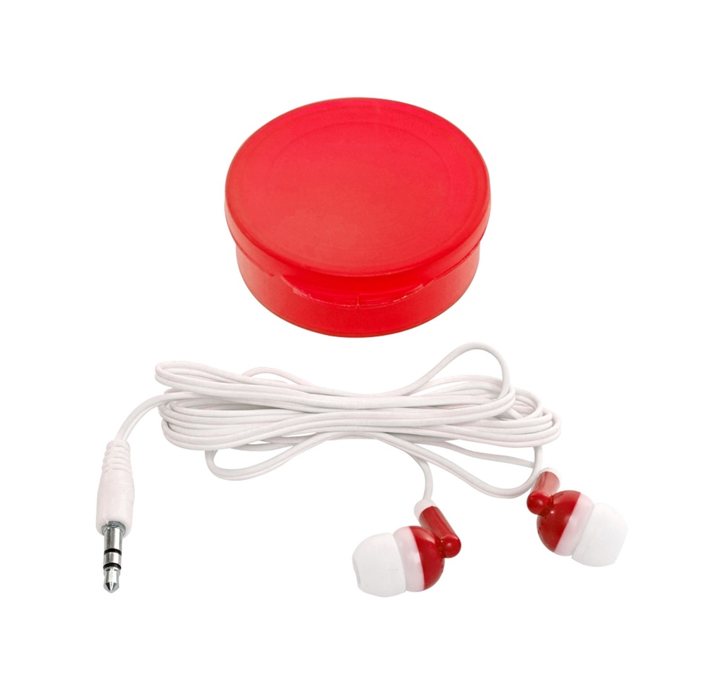 audifono, plástico, rojo, 6*6.2 centimetros, en caja