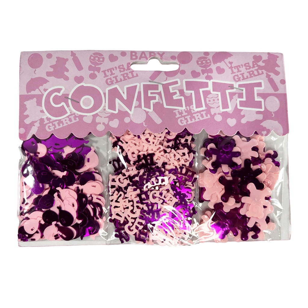 set confeti baby shower rosado