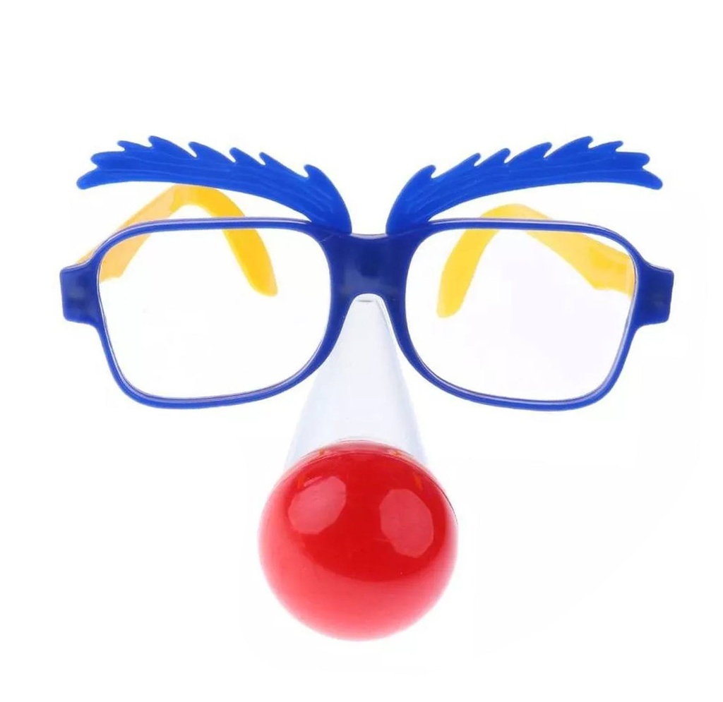 lentes con nariz de payaso plástico  para disfraz