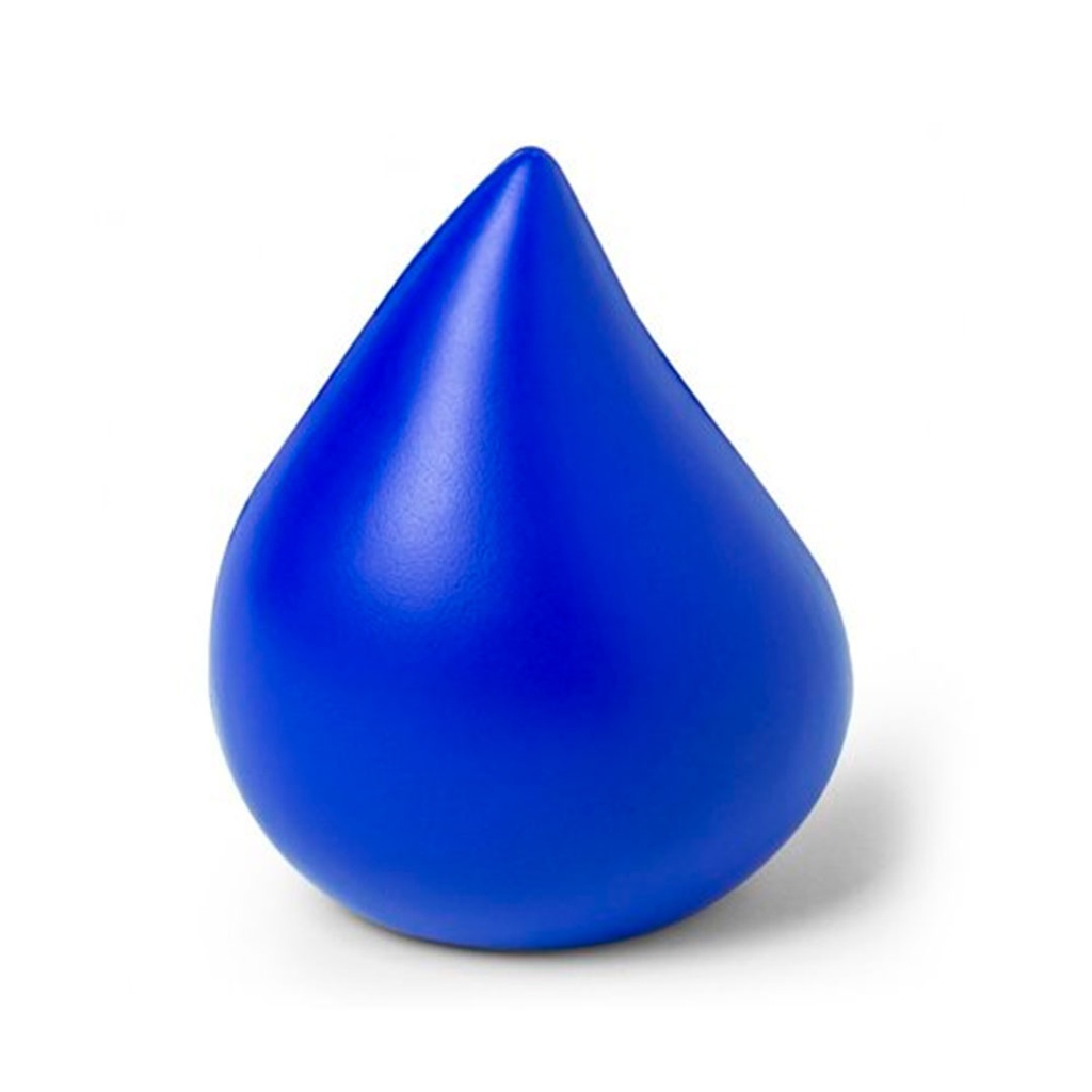 antiestres, pu, azul reflex, 8*6 centimetros, forma de gota,