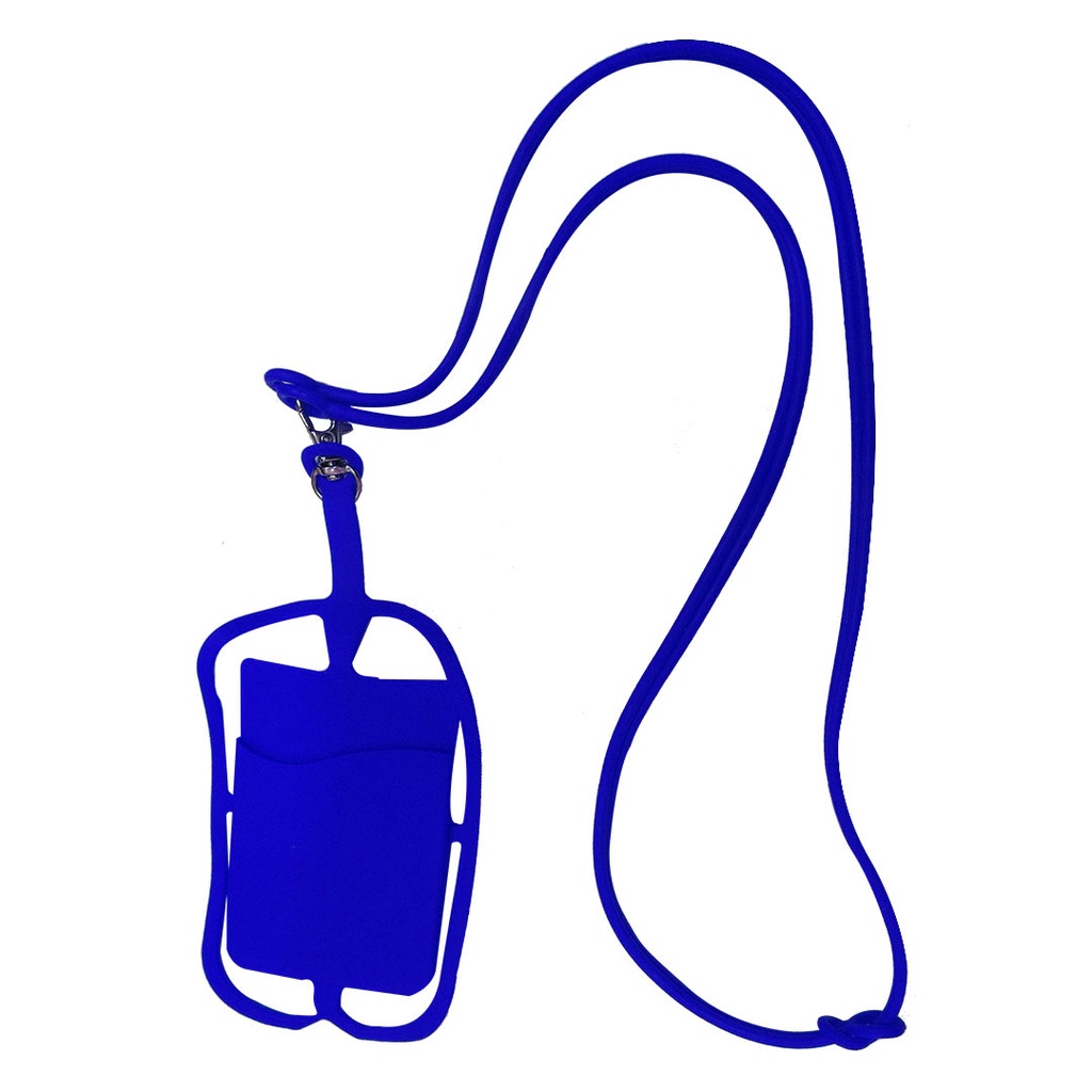 porta gafete, silicón, azul reflex, 9.7*22 centimetros, con porta celular