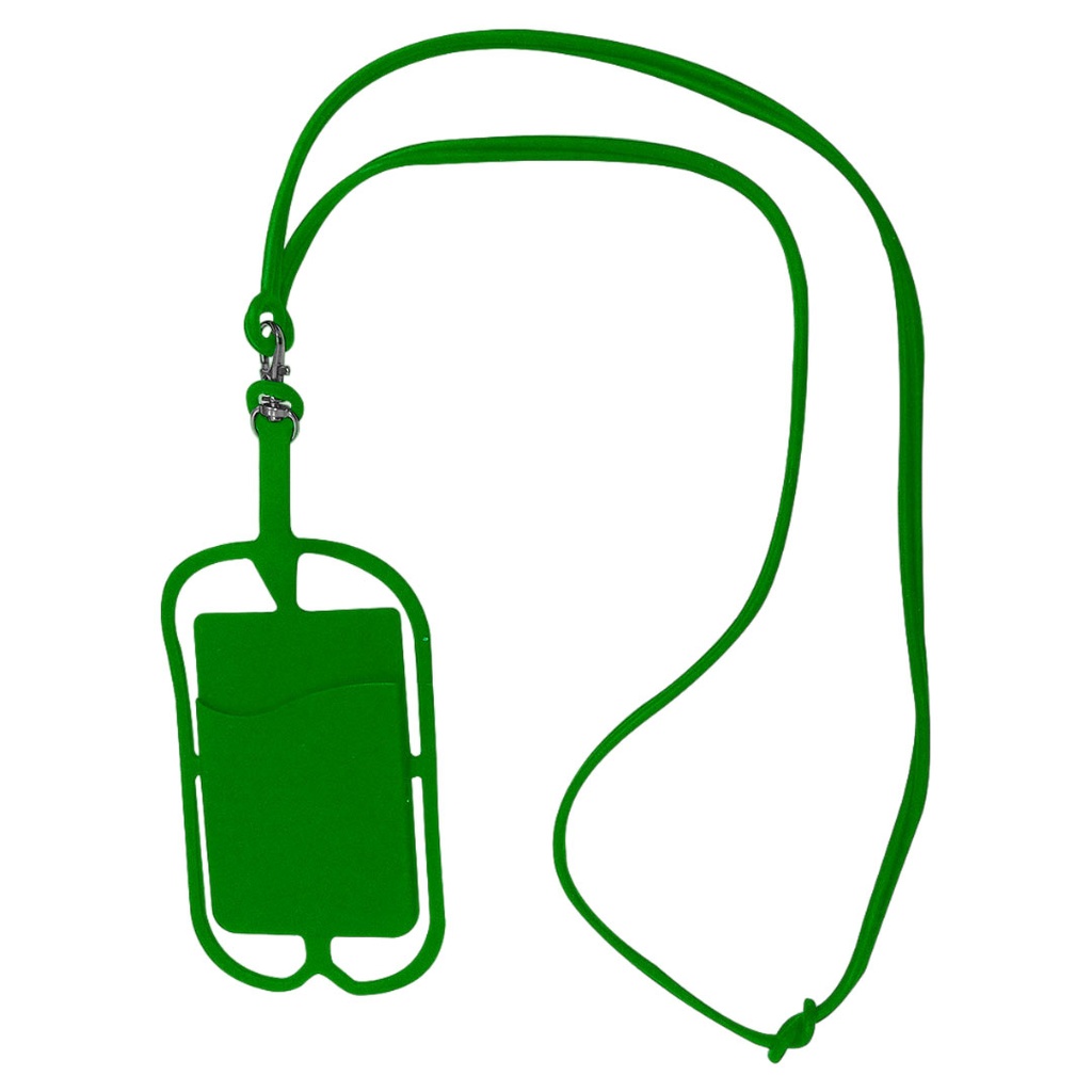 porta gafete, silicón, verde, 9.7*22 centimetros, con porta celular