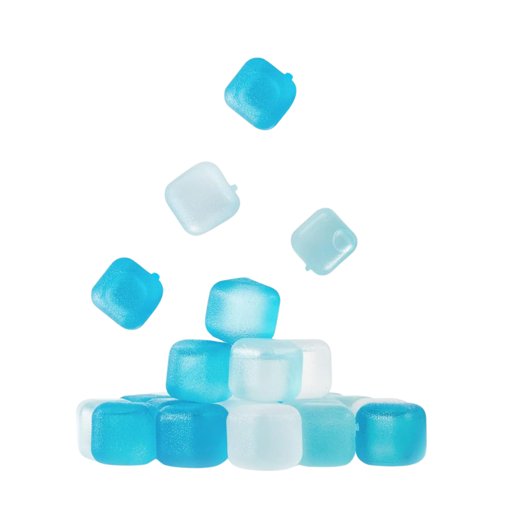 set de 12 cubos, plástico, surtido, 2.5*2.5 centimetros, para enfriar bebidas