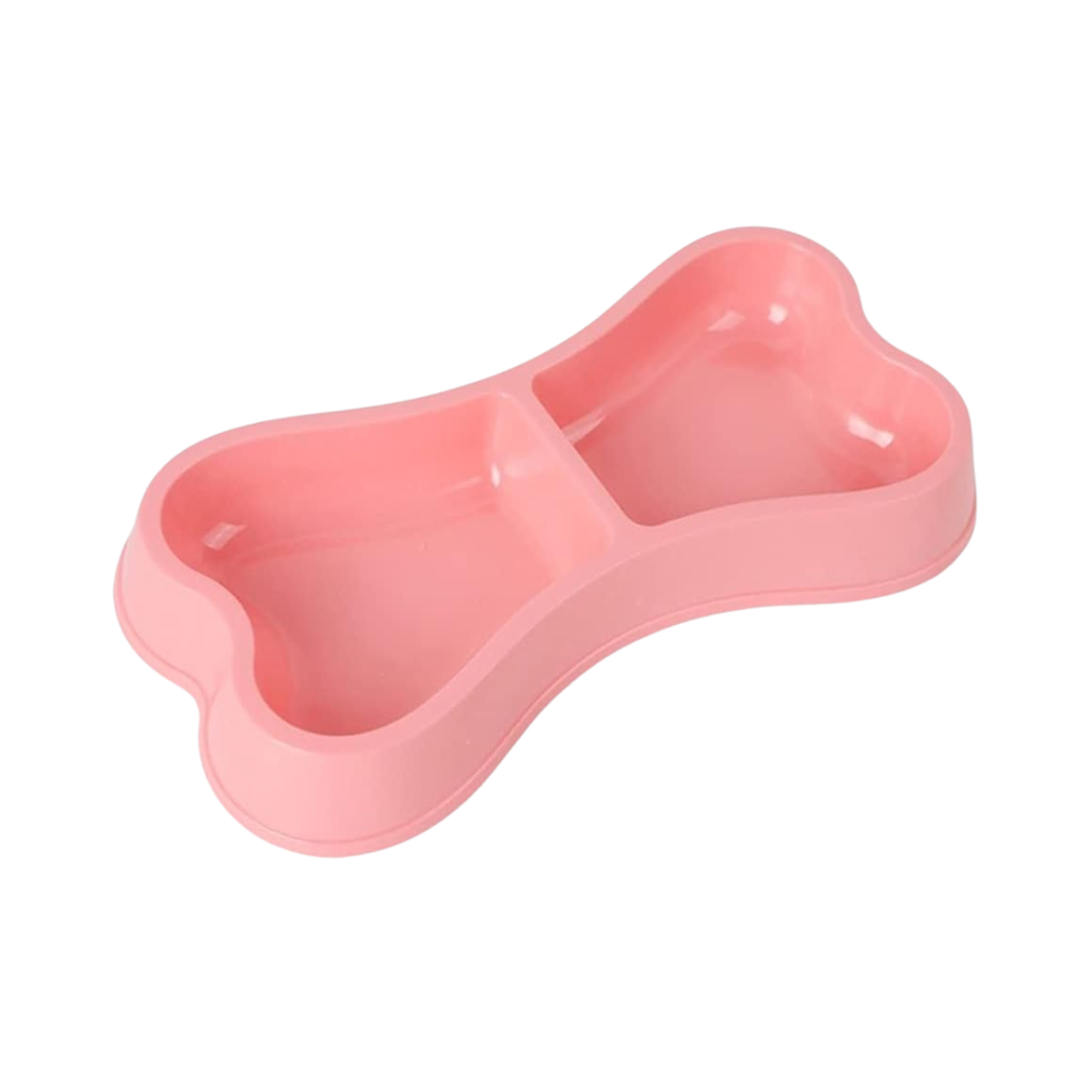 plato, plástico, rosado, 13*24.2*3.2 centimetros, dos divisiones forma de hueso