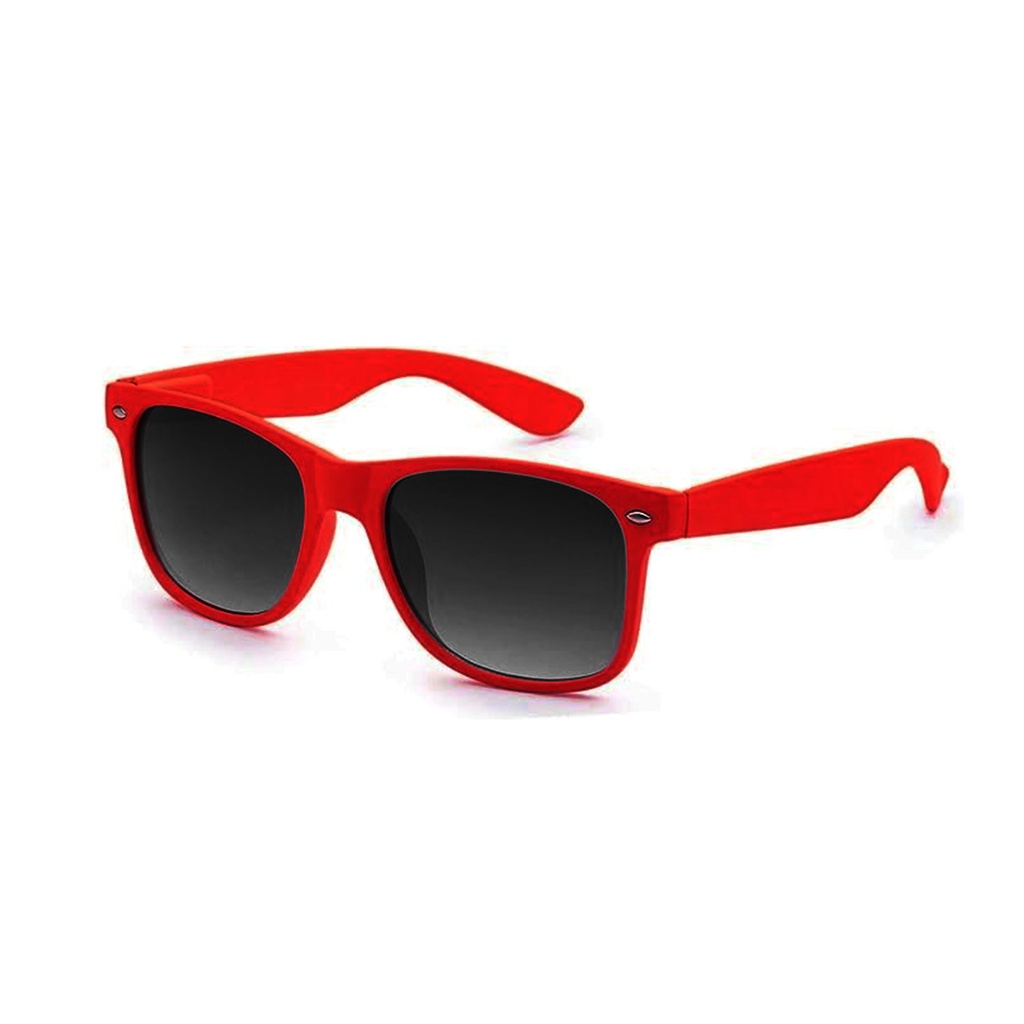 lentes, plástico, rojo, oscuros con , proteccion uv 5*15