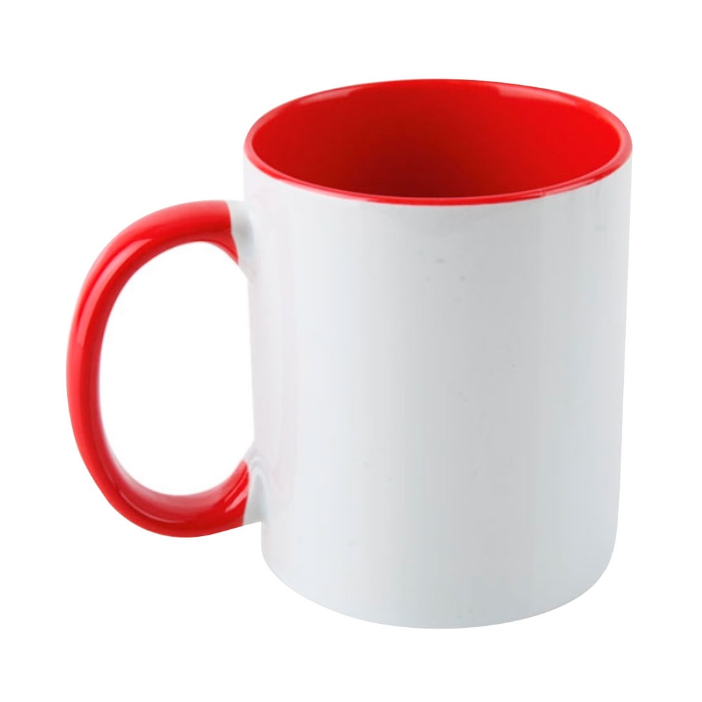 taza, cerámica, rojo, 8.2* h9.5 cm 11 oza , para sublimar color en interior y oreja