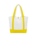 bolsa, tela ecológica, blanca, fajas color , amarillo 42*37*11.5 cm ava