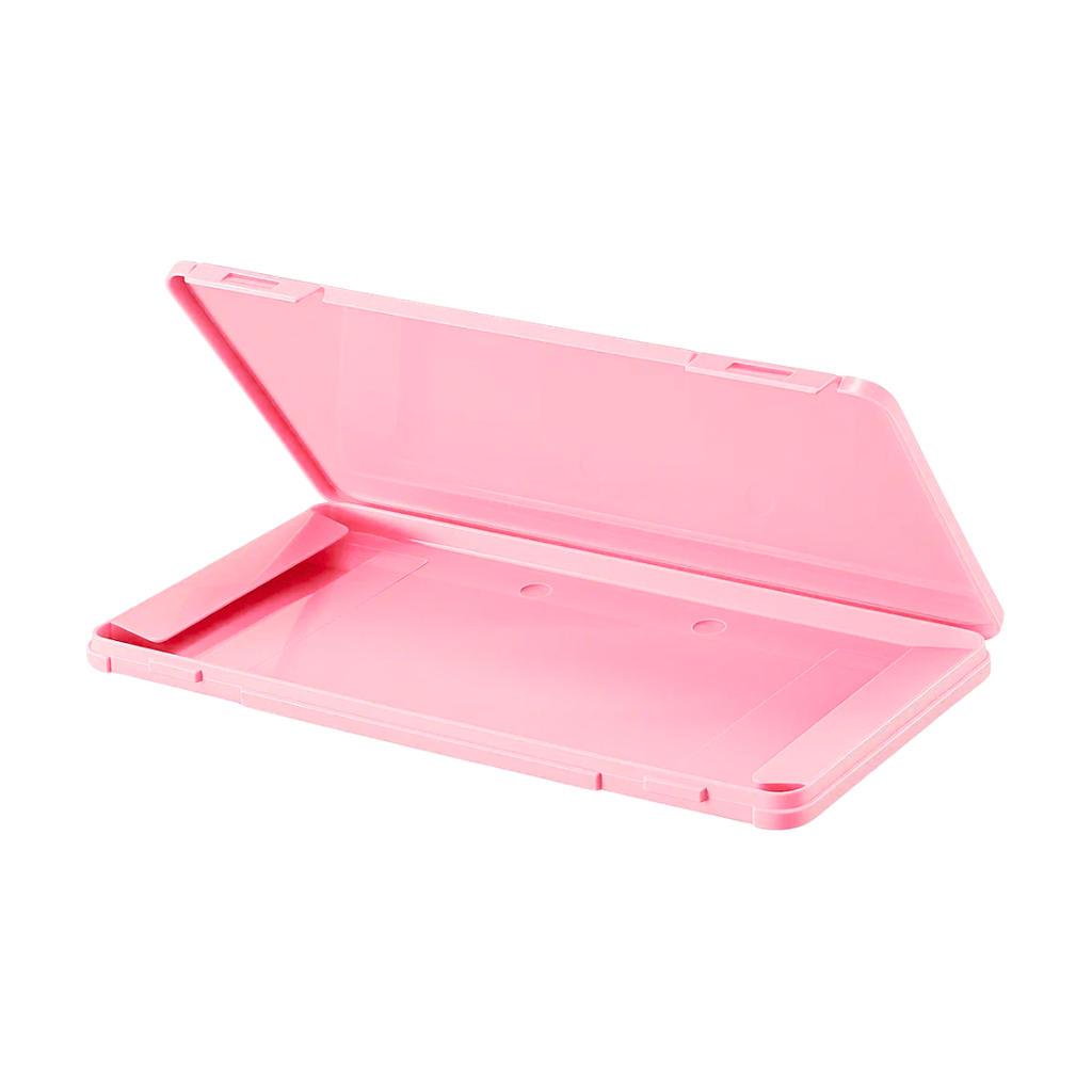 estuche, plástico, rosado, 19*11*1.2 centimetros, para mascarillas quirurgicas