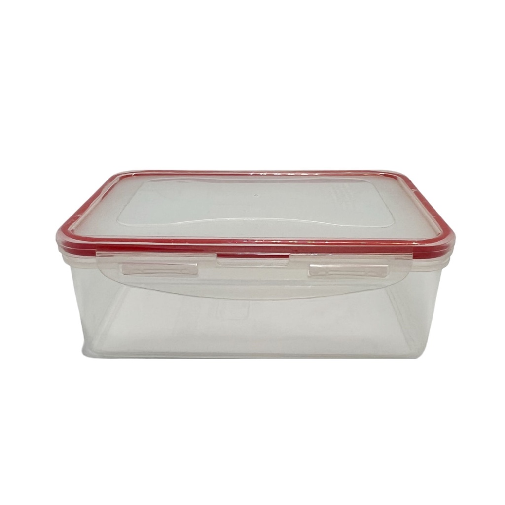 hermetico, plástico, transparente, 600 mililitro, sello rojo