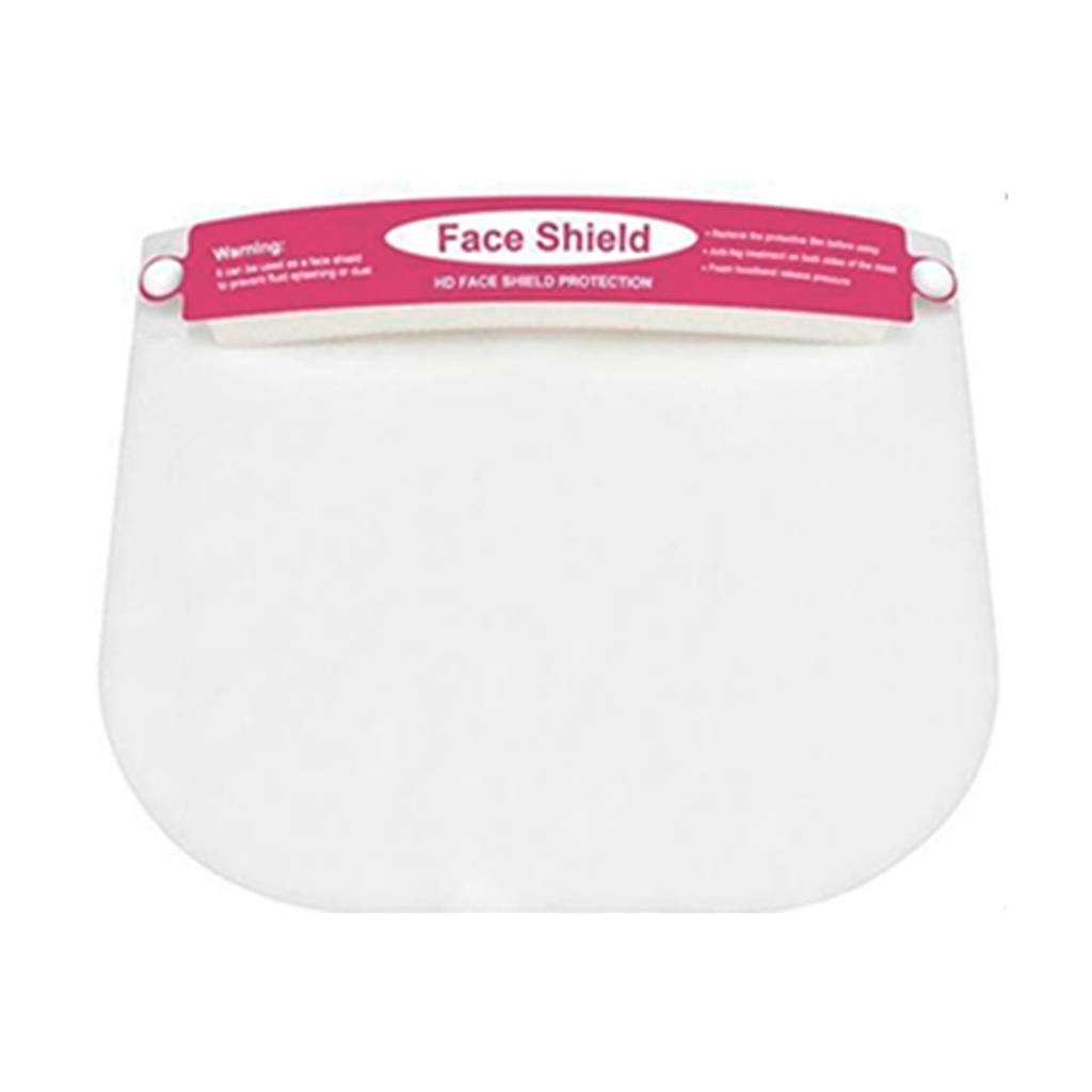 protector facial, plástico, rosado, 25*17 centimetros,