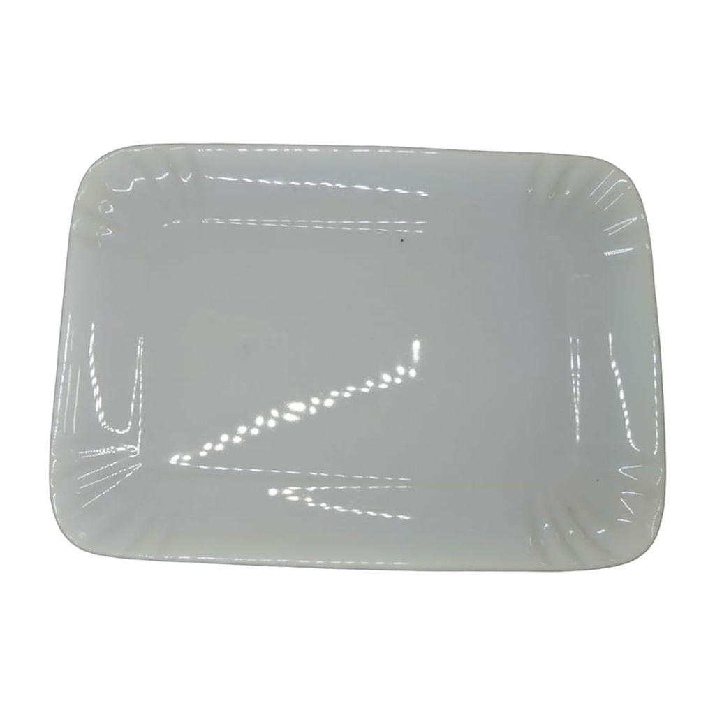 plato, cerámica, blanco, 8.75 pulgadas, rectangular