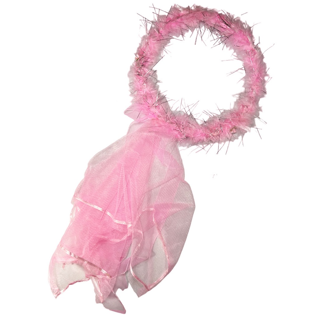 aro de plumitas y diadema