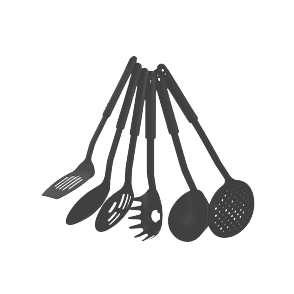 set de 6 utensilios, plástico, negro, para , cocina
