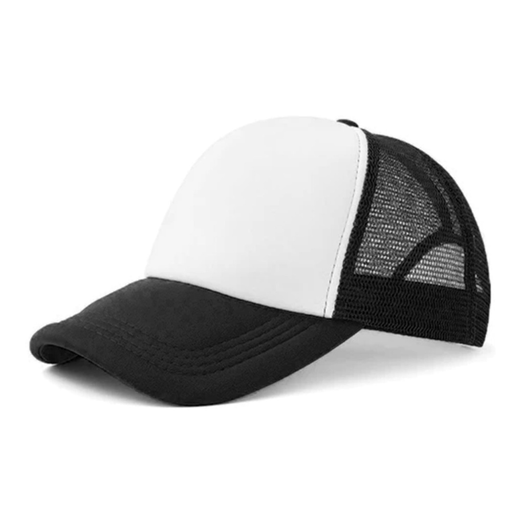 gorra, , negro, para sublimar , cuerpo de malla cierre plastico