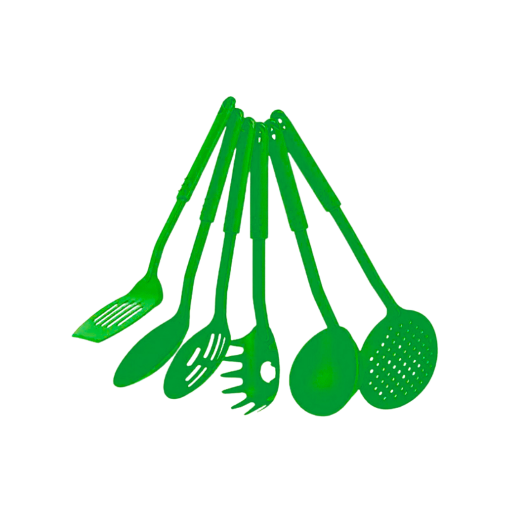 set de 6 utensilios, plástico, verde, 6 pcs , para cocina