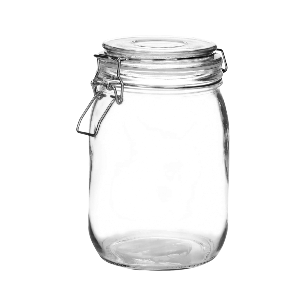 frasco, vidrio, transparente, 1000 ml hermetico , sello blanco