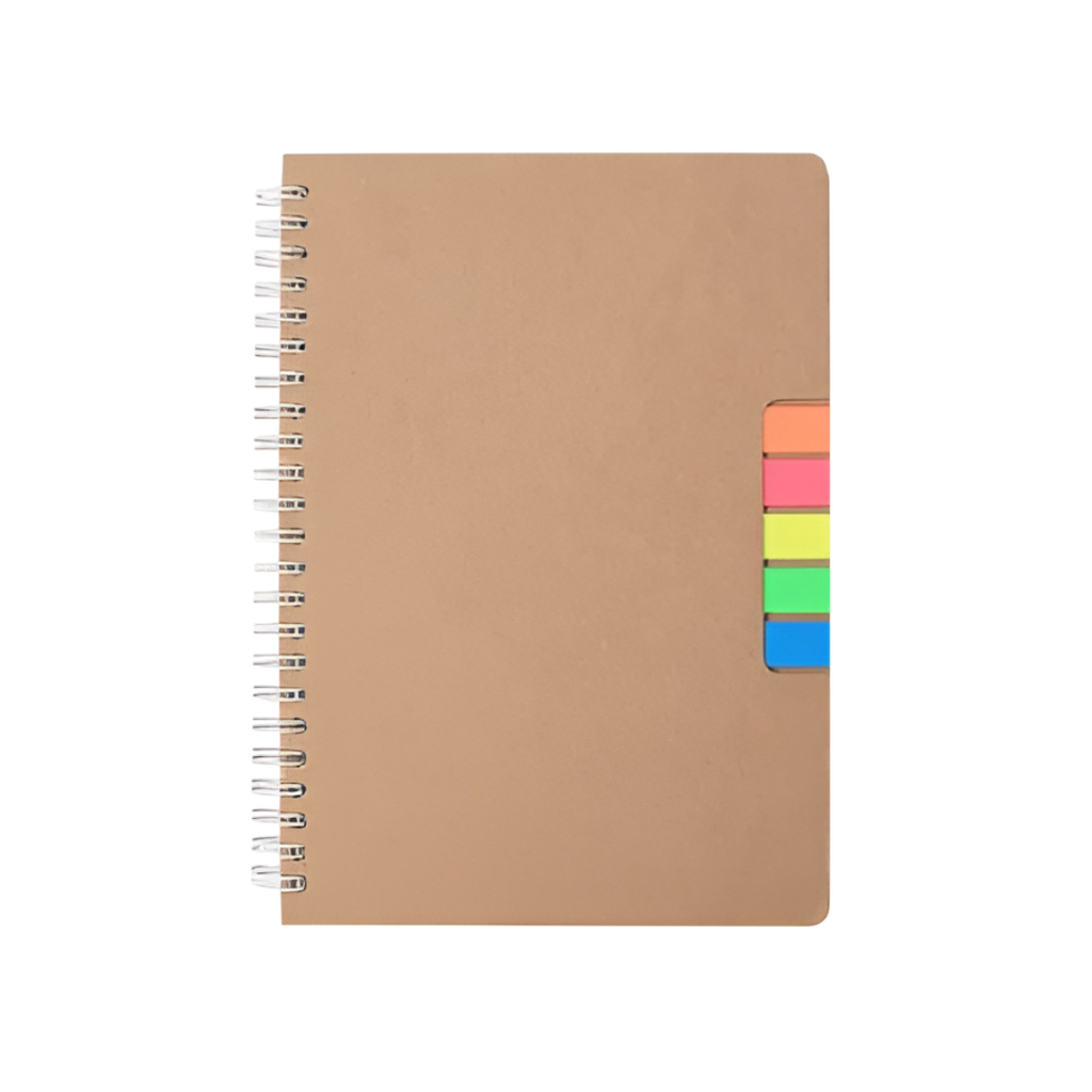 Libretas, papel, color natural, 17.5*22 cm, con notas adhesivas lapicero ecológico