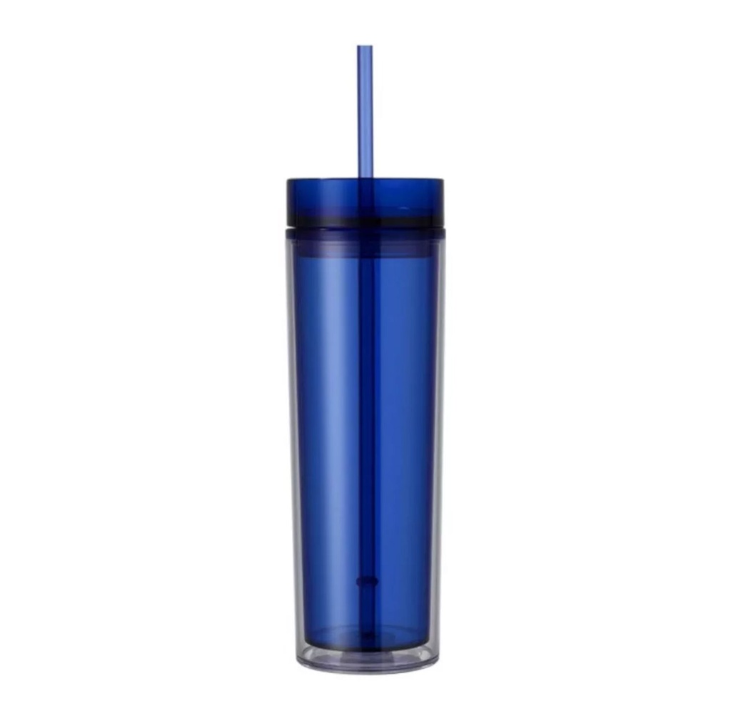 pachon, acrilico, azul reflex, 16 onzas, doble pared con pajilla.