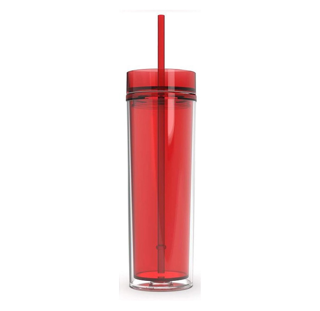 pachon, acrilico, rojo, 16 onzas, doble pared con pajilla,