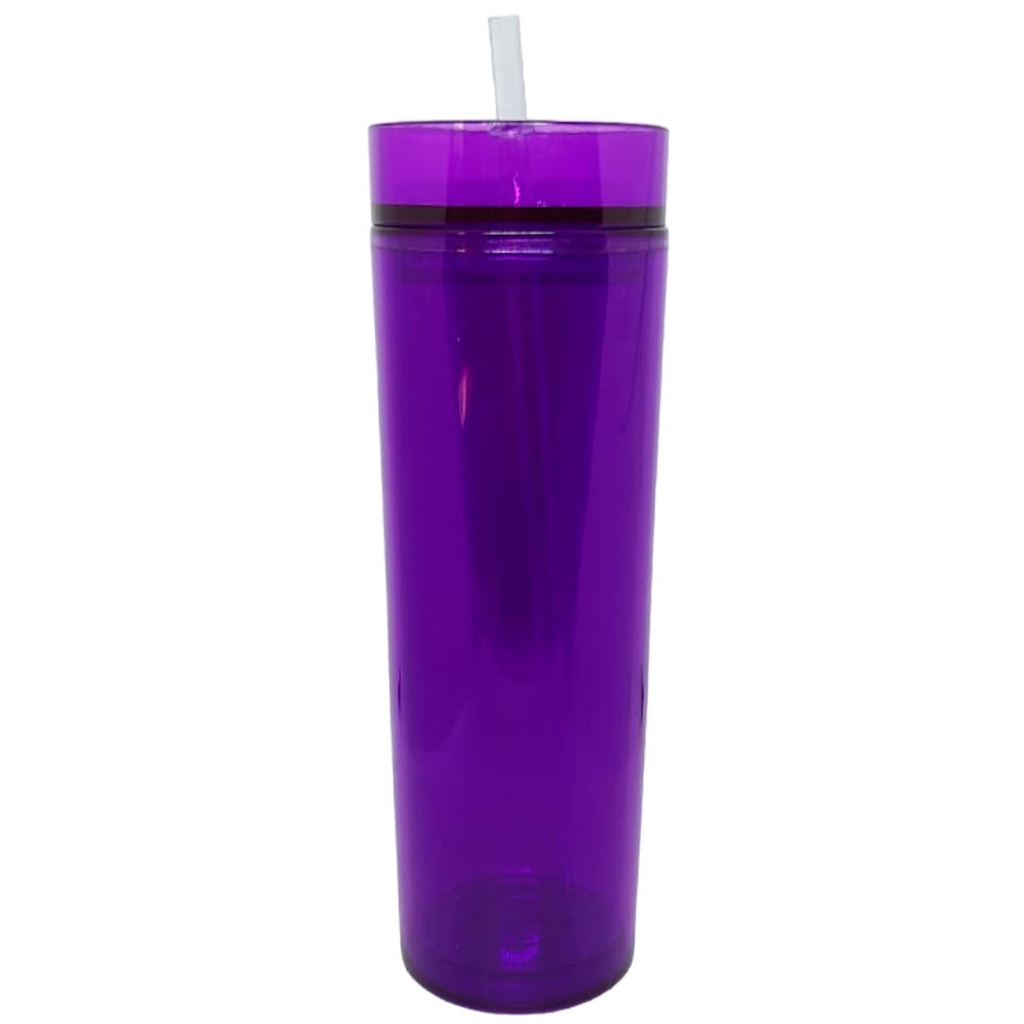 pachon, acrilico, morado, 16 oz doble pared , con pajilla